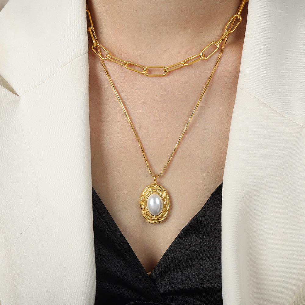 Vintage Muse 18K Gold Double Layered Pearl Necklace