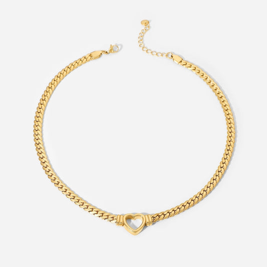 14K GoldSerene Heart Snake Chain Necklace