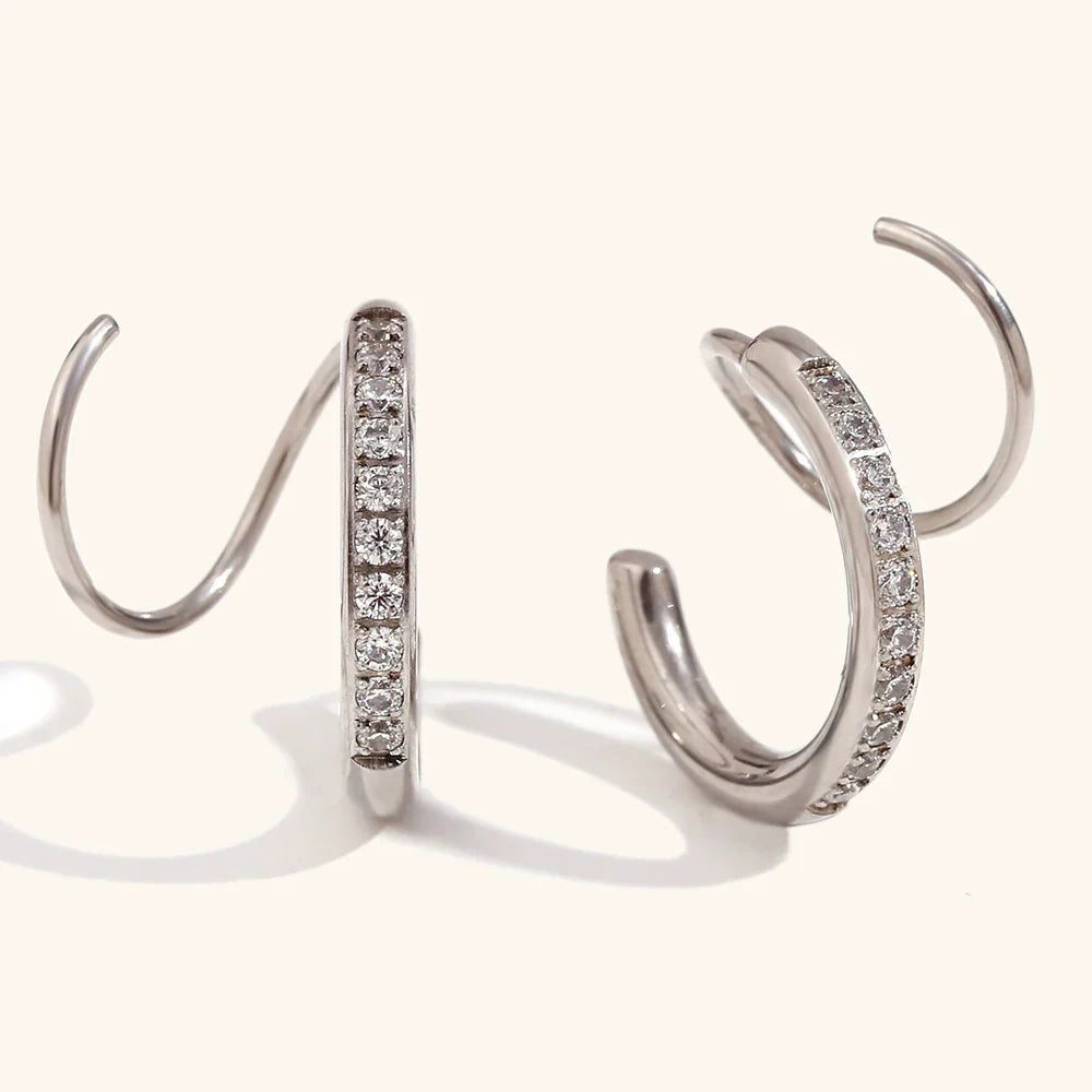 Vortex 18K Gold Pave Spiral Studs