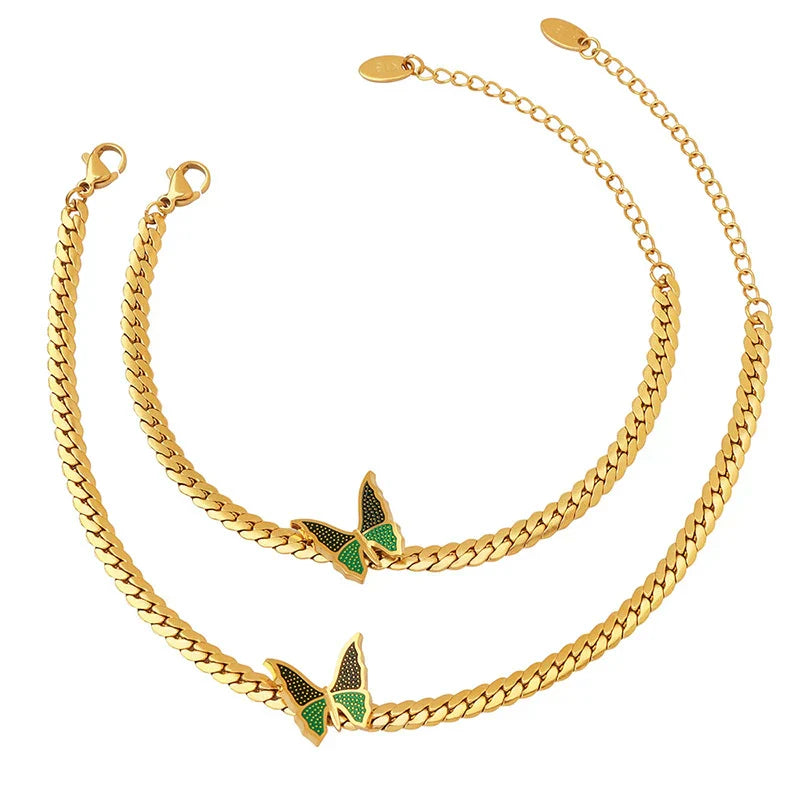 Papillon Luxe 18K Gold Butterfly Bracelet & Anklet Set