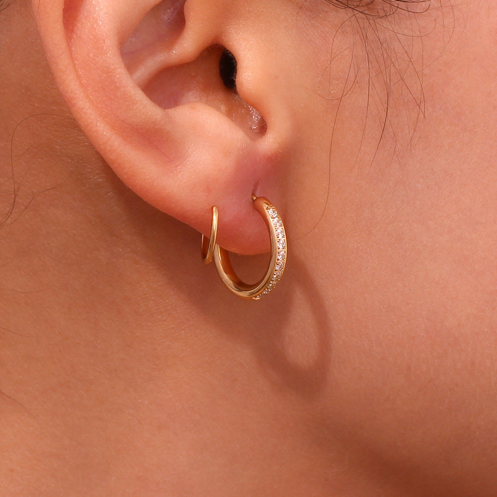 Vortex 18K Gold Pave Spiral Studs