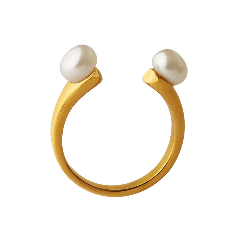 Lumière Pearl 18K Gold Open U-Ring