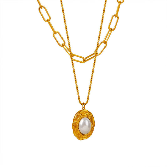 Vintage Muse 18K Gold Double Layered Pearl Necklace