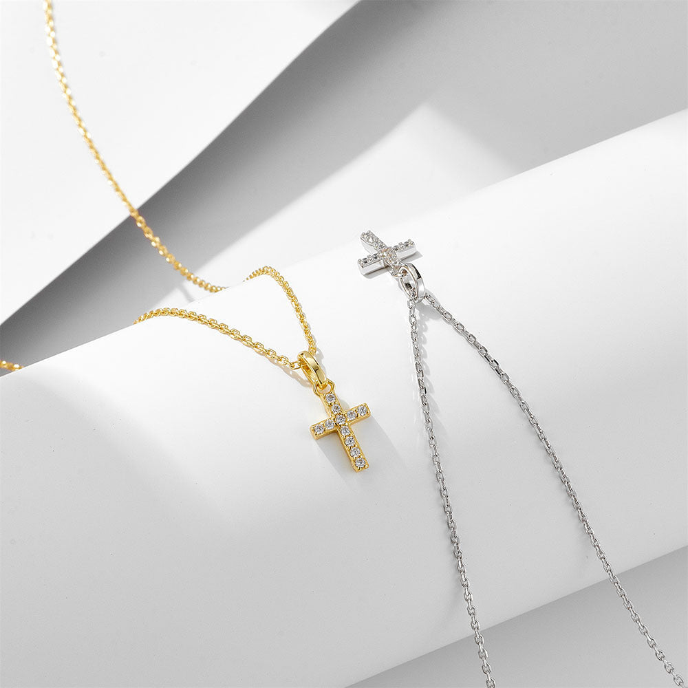 Halo 18K Gold Vermeil Cross Pendant Necklace