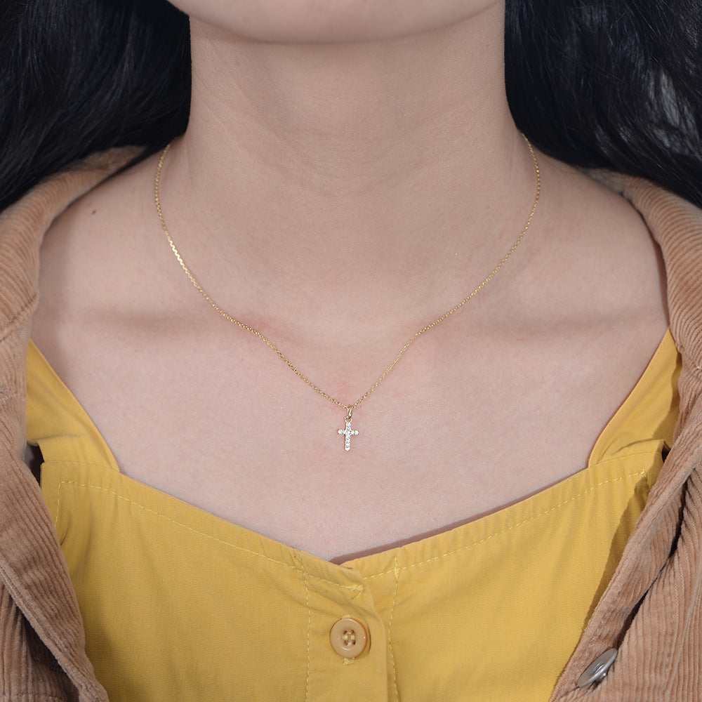 Halo 18K Gold Vermeil Cross Pendant Necklace