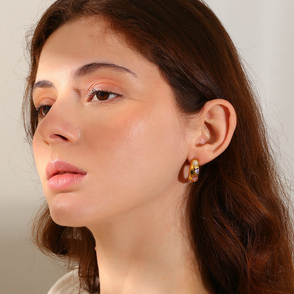 Luna Color Pavé Stud Earrings