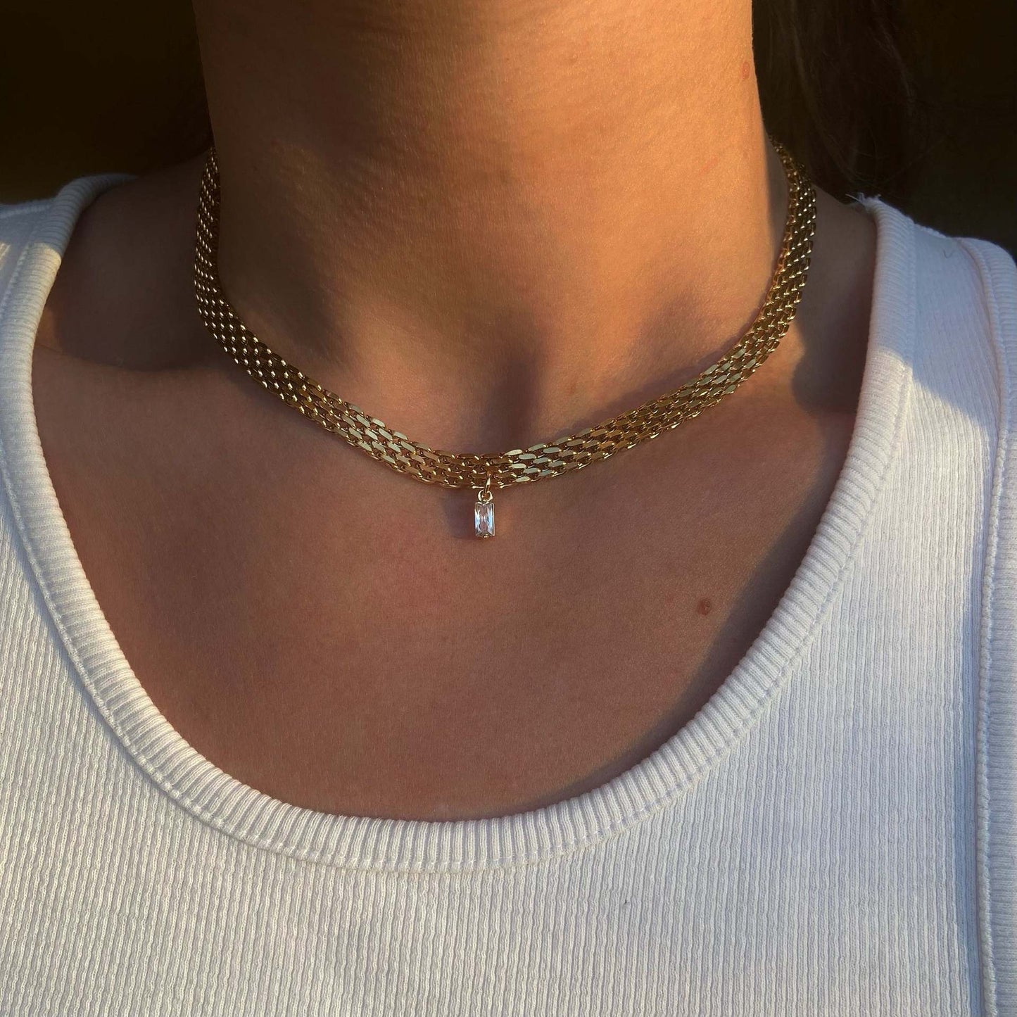 Mosaic Muse 18K Gold Woven Crystal Collar