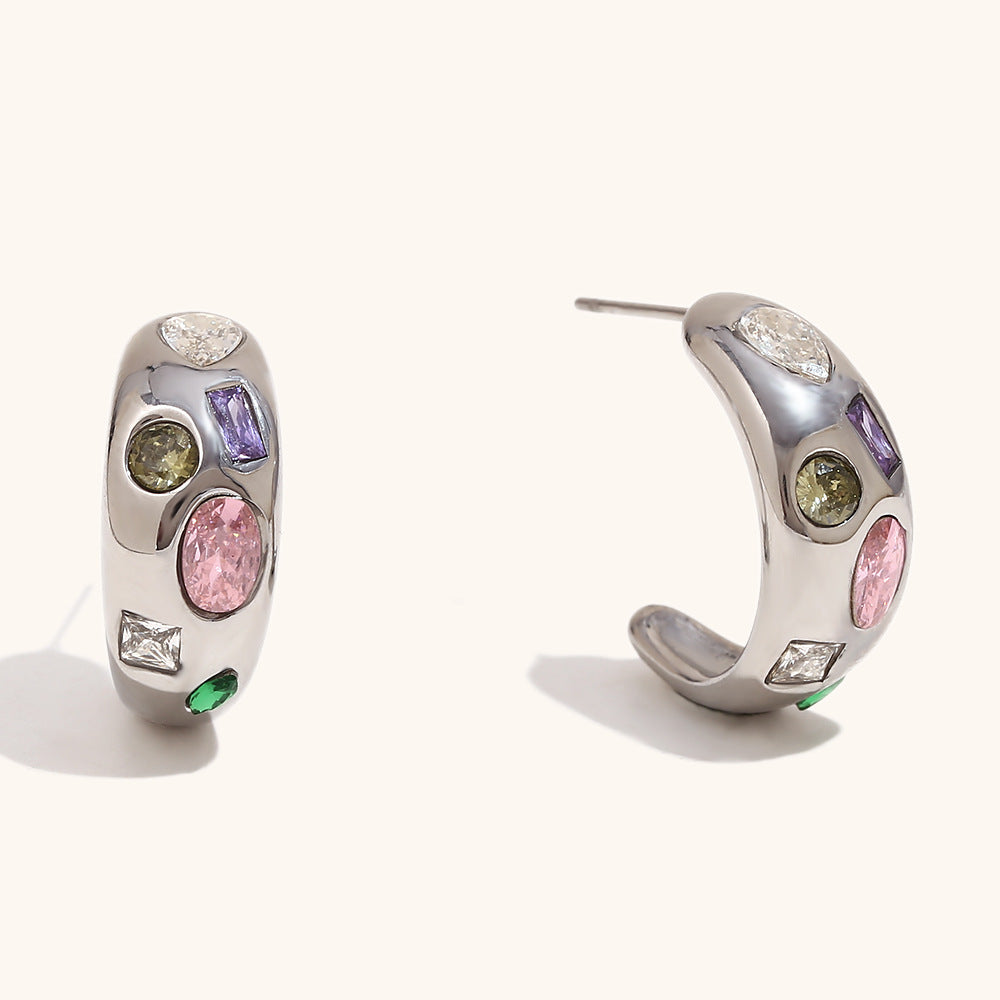 Luna Color Pavé Stud Earrings