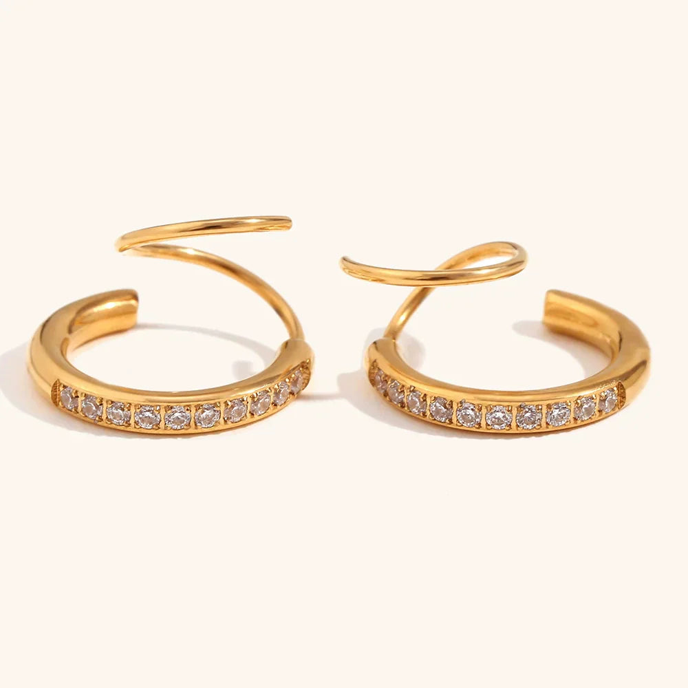 Vortex 18K Gold Pave Spiral Studs