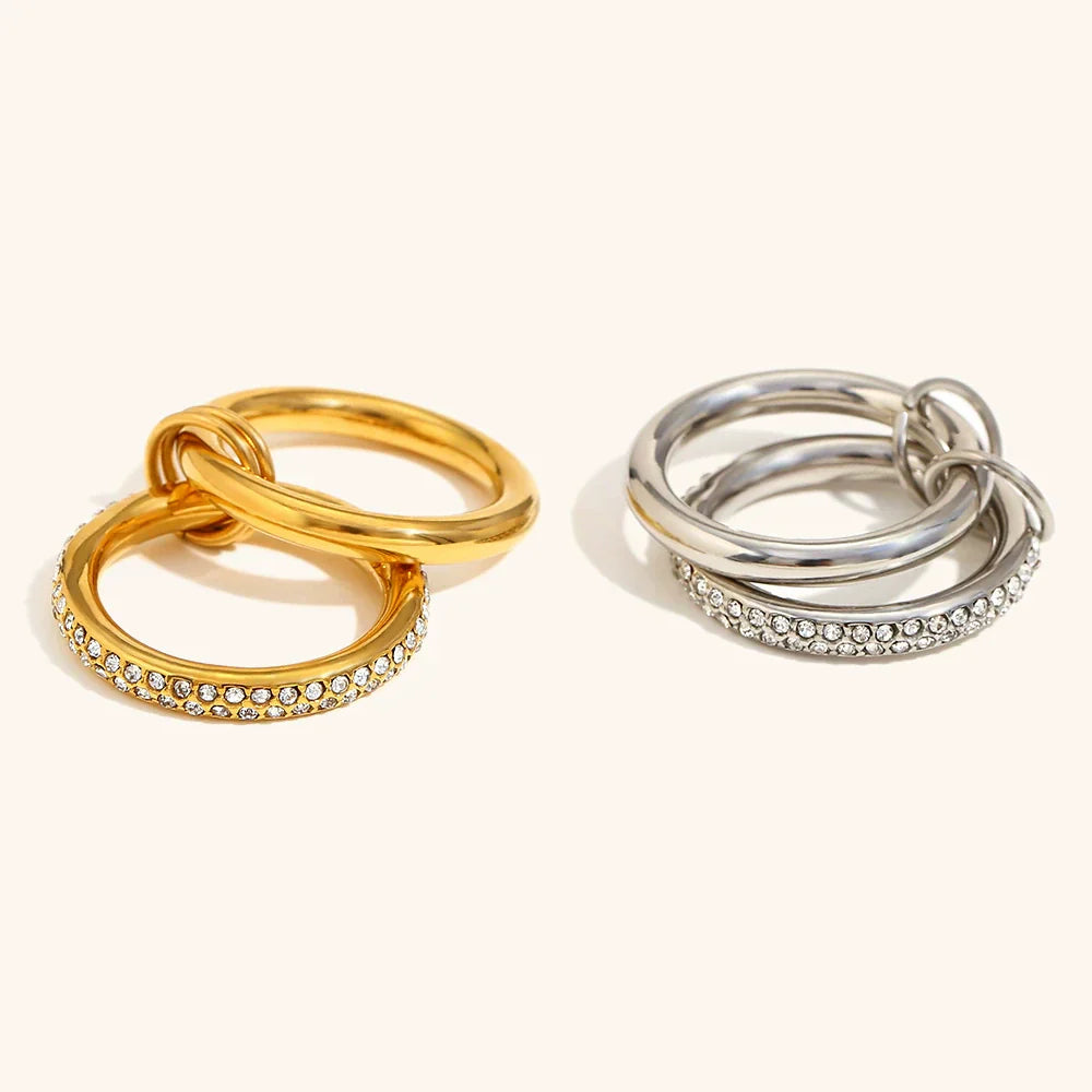 Aria Double-Row 18K Gold Pave Stacking Ring