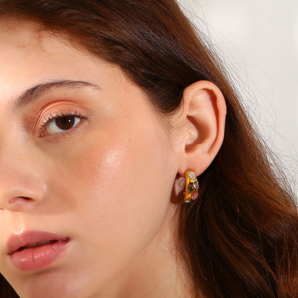 Luna Color Pavé Stud Earrings
