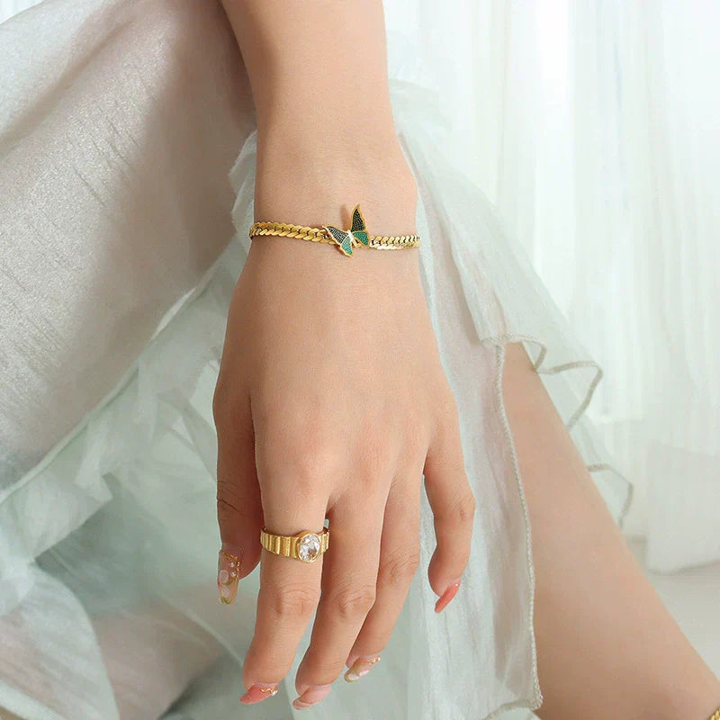 Papillon Luxe 18K Gold Butterfly Bracelet & Anklet Set