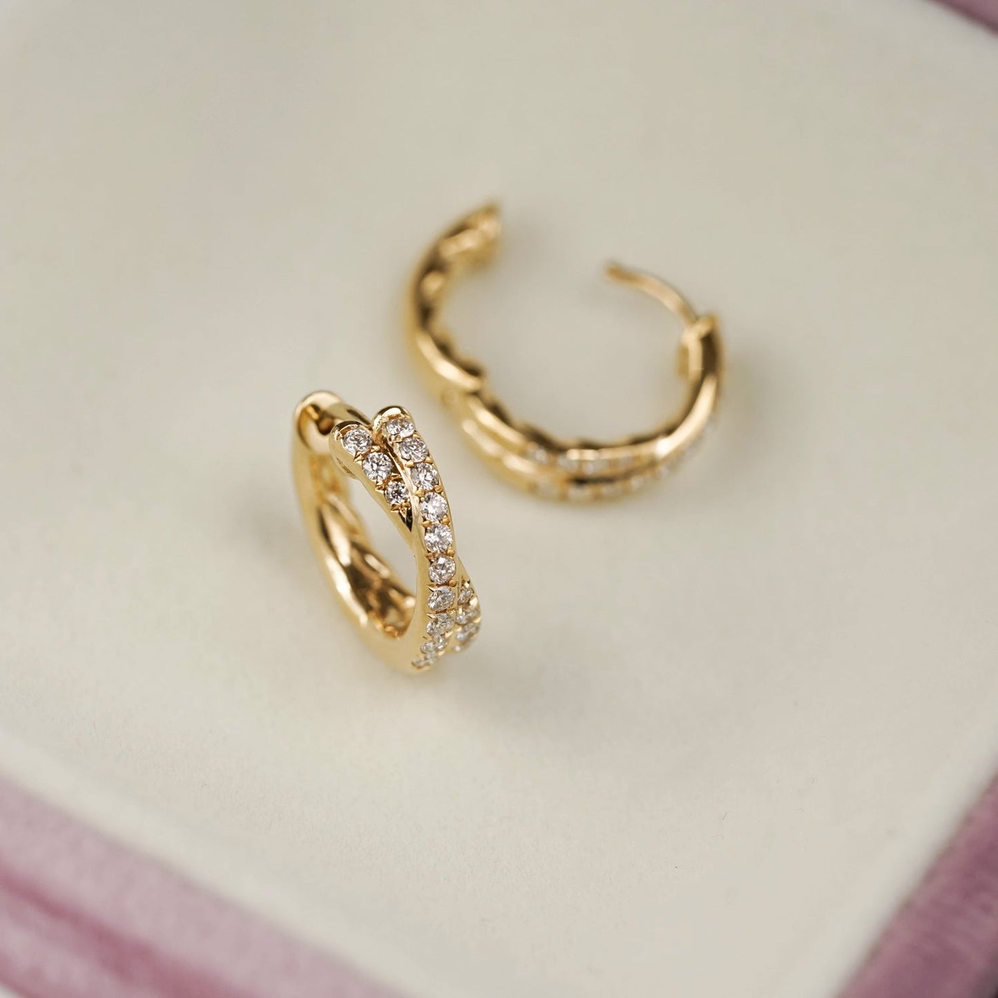 Twisted Double Row Huggie Earrings
