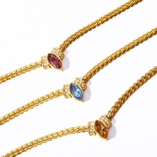 Mystic Serpentine 18K Gold Emerald Necklace