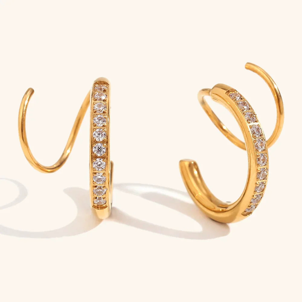 Vortex 18K Gold Pave Spiral Studs