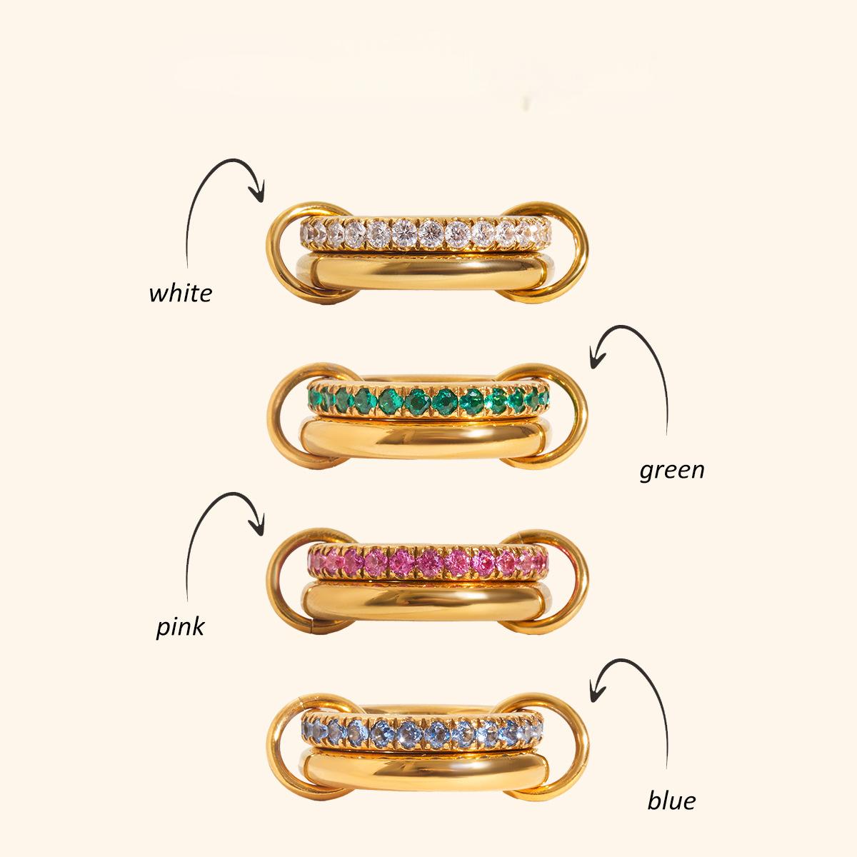Iris Gala 18K Gold Double-Band Mosaic Ring