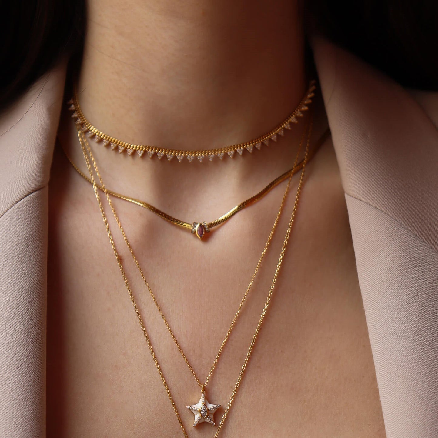 Mystic Serpentine 18K Gold Emerald Necklace