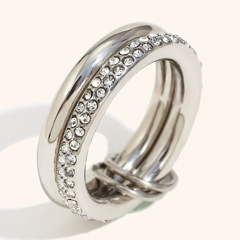 Aria Double-Row 18K Gold Pave Stacking Ring