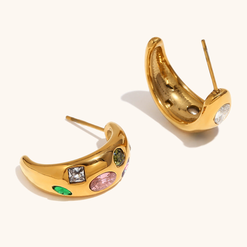 Luna Color Pavé Stud Earrings