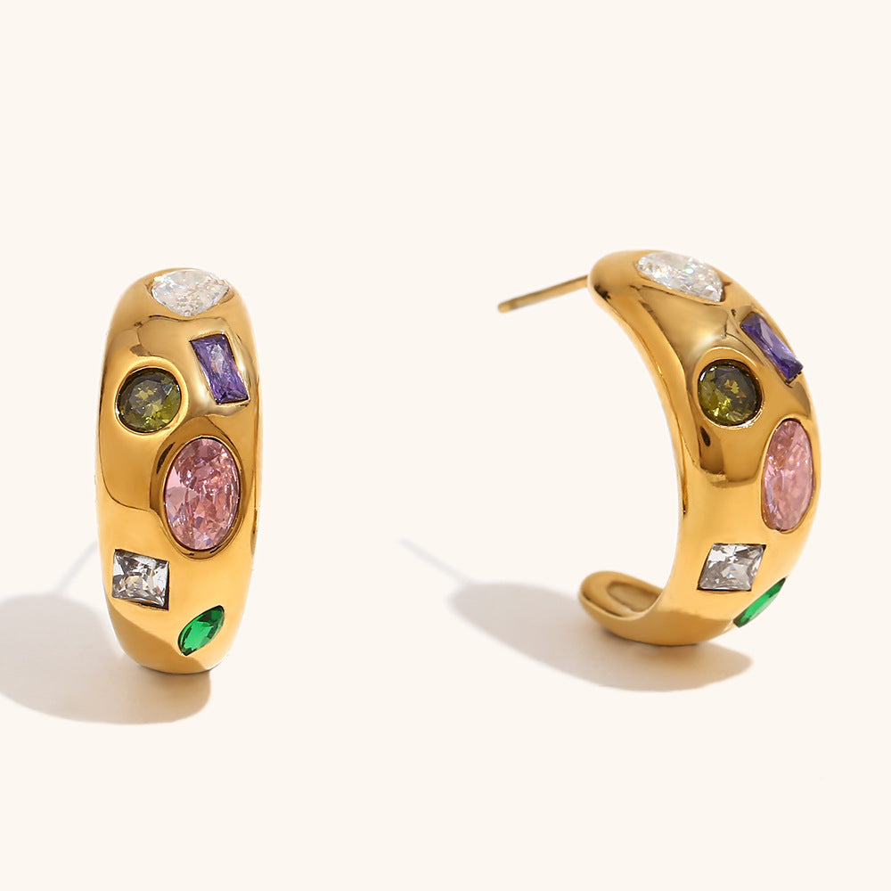 Luna Color Pavé Stud Earrings