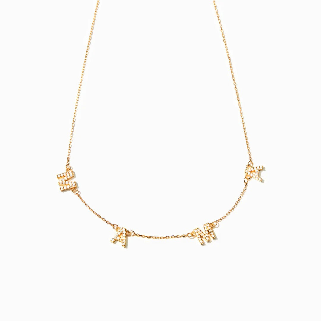 Aria 18K Gold Vermeil "MAMA" Pavé Necklace