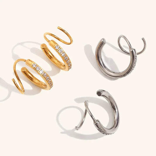 Vortex 18K Gold Pave Spiral Studs