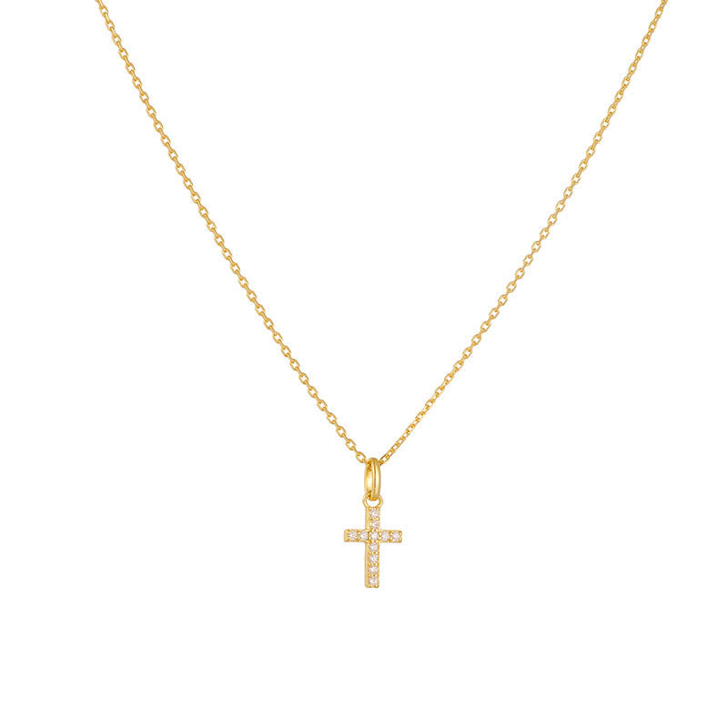 Halo 18K Gold Vermeil Cross Pendant Necklace