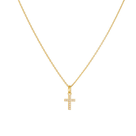 Halo 18K Gold Vermeil Cross Pendant Necklace