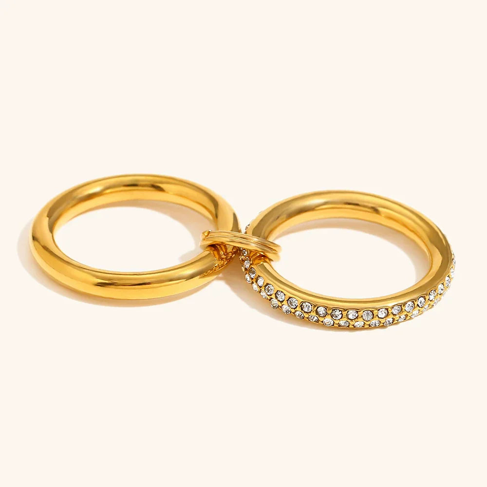 Aria Double-Row 18K Gold Pave Stacking Ring