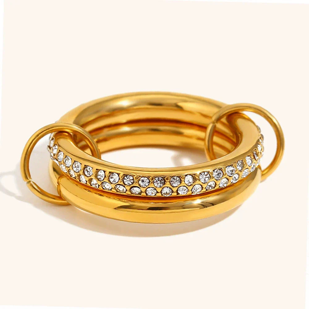 Aria Double-Row 18K Gold Pave Stacking Ring