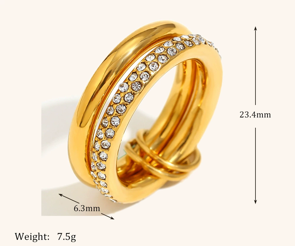 Aria Double-Row 18K Gold Pave Stacking Ring