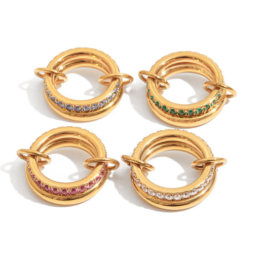 Iris Gala 18K Gold Double-Band Mosaic Ring
