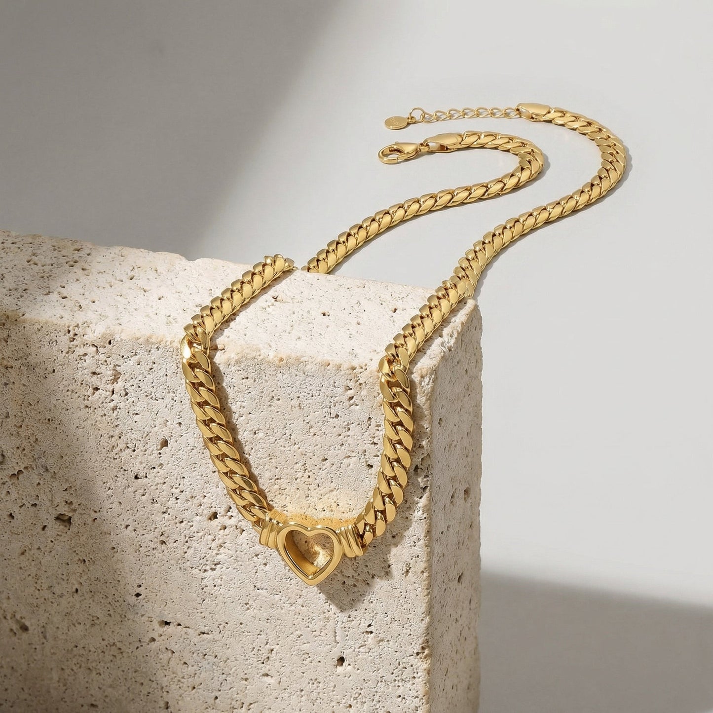14K GoldSerene Heart Snake Chain Necklace