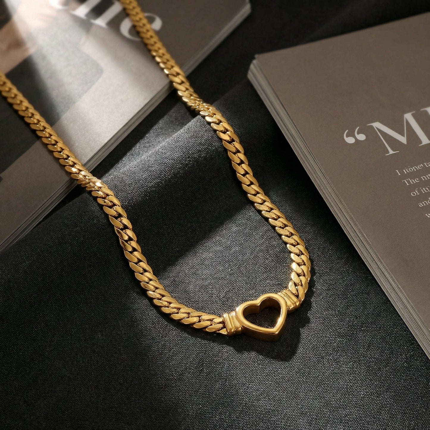 14K GoldSerene Heart Snake Chain Necklace