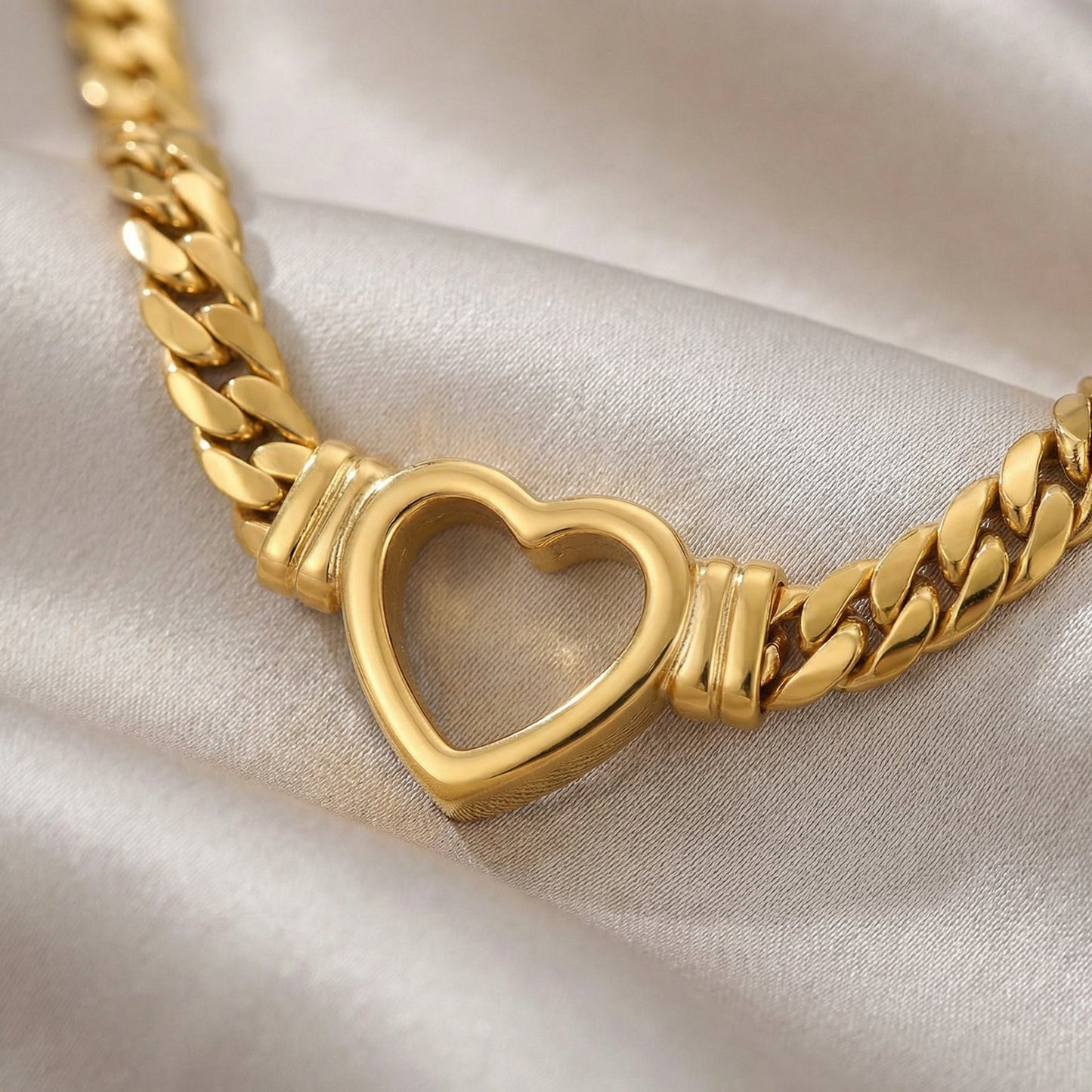 14K GoldSerene Heart Snake Chain Necklace