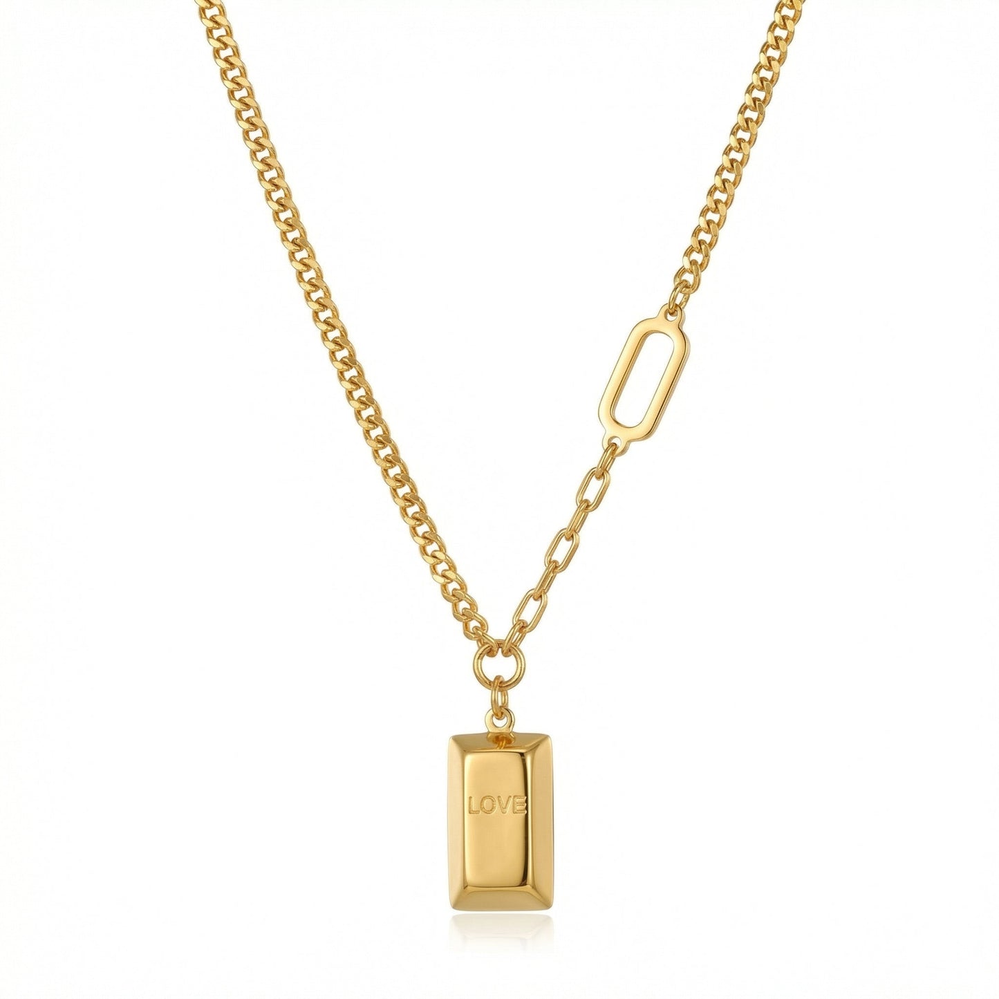 Solid Light 18K Gold Mini Bar Necklace